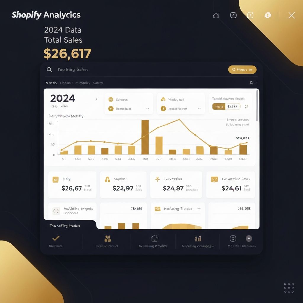 Client total sales $26,617 over 2024 - Shopify analytics showing growth trajectory